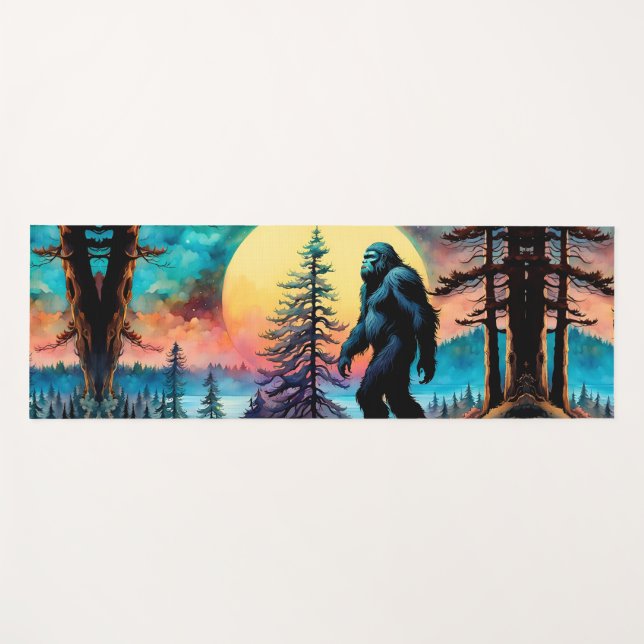Gone Squatchin' Colorful Sasquatch Moon Yoga Mat (Front (Horizontal))