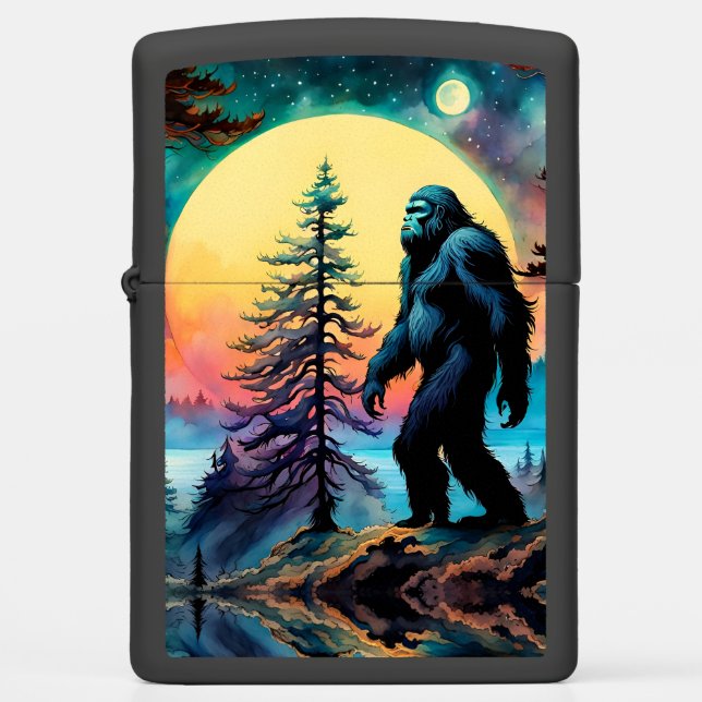 Gone Squatchin' Colorful Sasquatch Moon Zippo Lighter (Front)