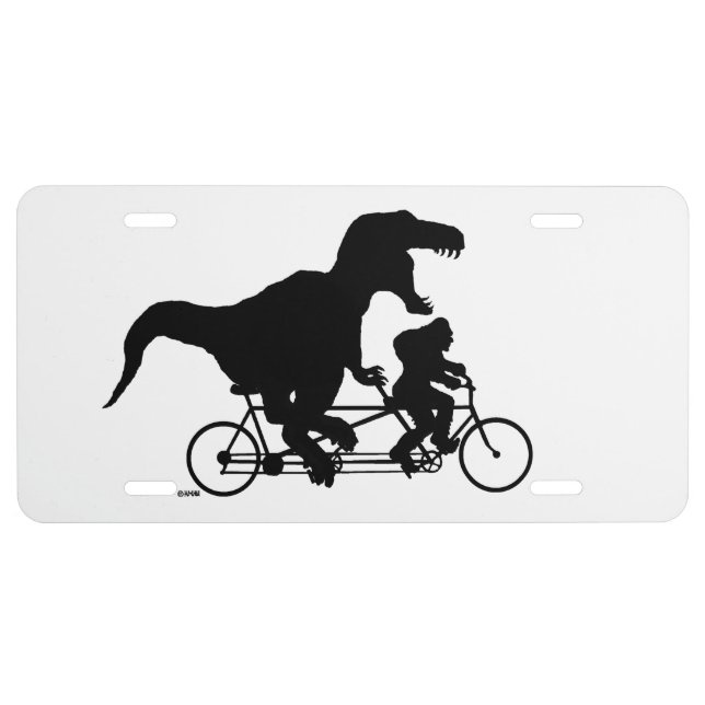 Gone Squatchin cycling with T-rex License Plate (Front)