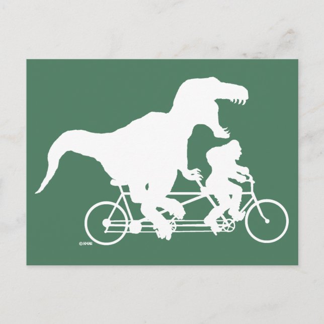 Gone Squatchin cycling with T-rex Postcard (Front)