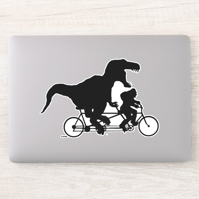 Gone Squatchin cycling with T-rex Sticker (Computer)