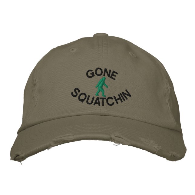 Gone squatchin embroidered baseball cap (Front)