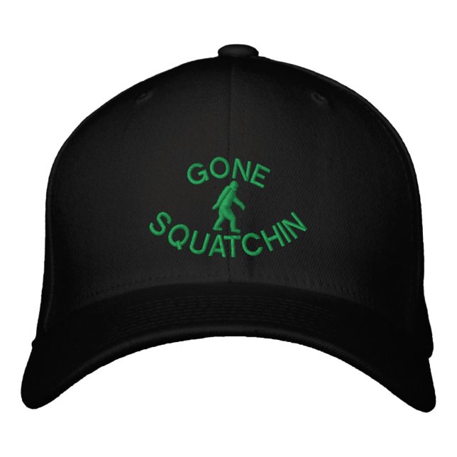 Gone squatchin embroidered baseball hat (Front)