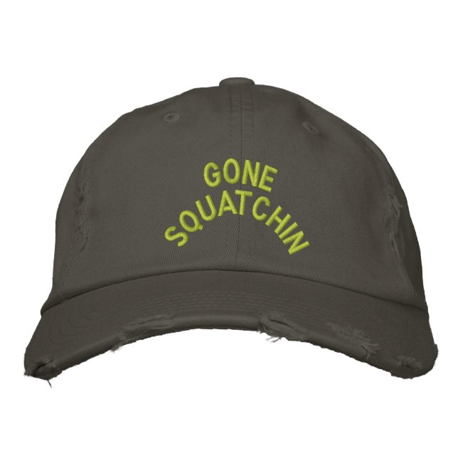 Gone Squatchin Embroidery Embroidered Baseball Hat (Front)