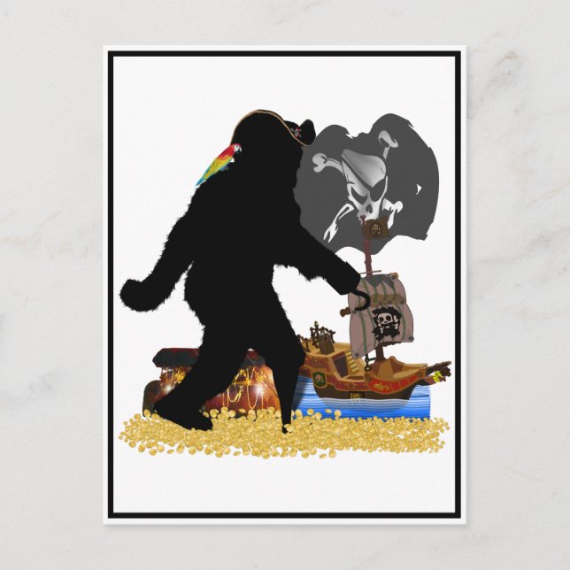 Gone Squatchin' Fer Buried Treasure Postcard (Front)