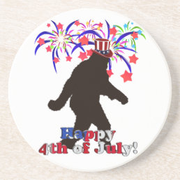 Gone Squatchin  for 4th of July (Text &amp; Fireworks) Drink Coaster
