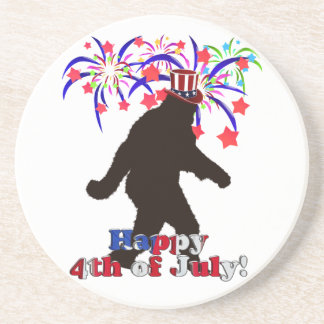 Gone Squatchin  for 4th of July (Text & Fireworks) Drink Coaster