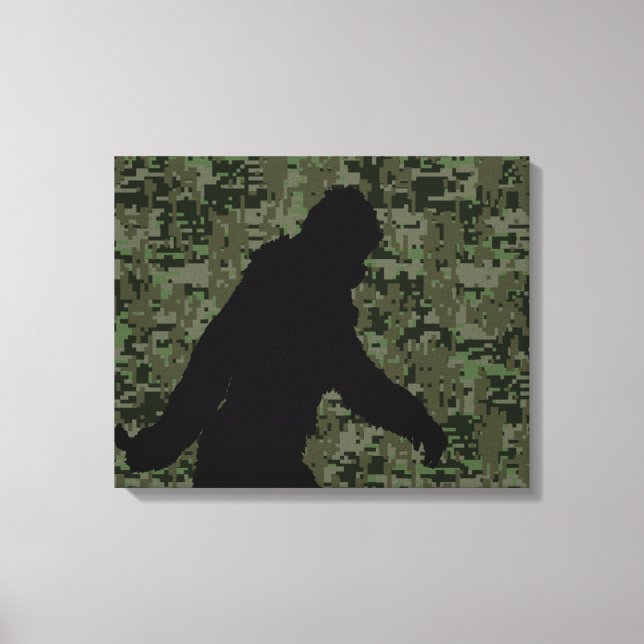 Gone Squatchin For on Olive Digital Camouflage Canvas Print (Front)