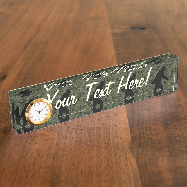Gone Squatchin For on Olive Digital Camouflage Desk Name Plate (Side)