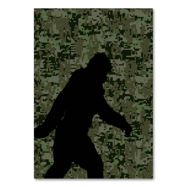 Gone Squatchin For on Olive Digital Camouflage Table Number (Front)