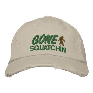 Gone Squatchin - green and brown stitching Embroidered Baseball Cap