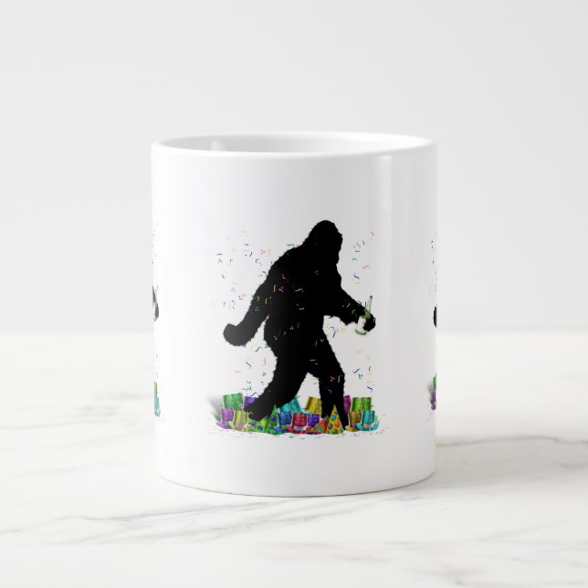 Gone Squatchin' In The New Year Large Coffee Mug (Front)