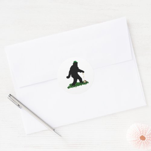 Gone Squatchin on St Patricks Day Classic Round Sticker