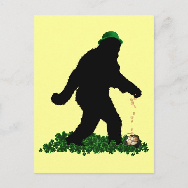 Gone Squatchin' on St. Patrick's Day Postcard (Front)