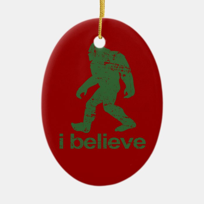 Gone Squatchin   red and green Christmas Ornament