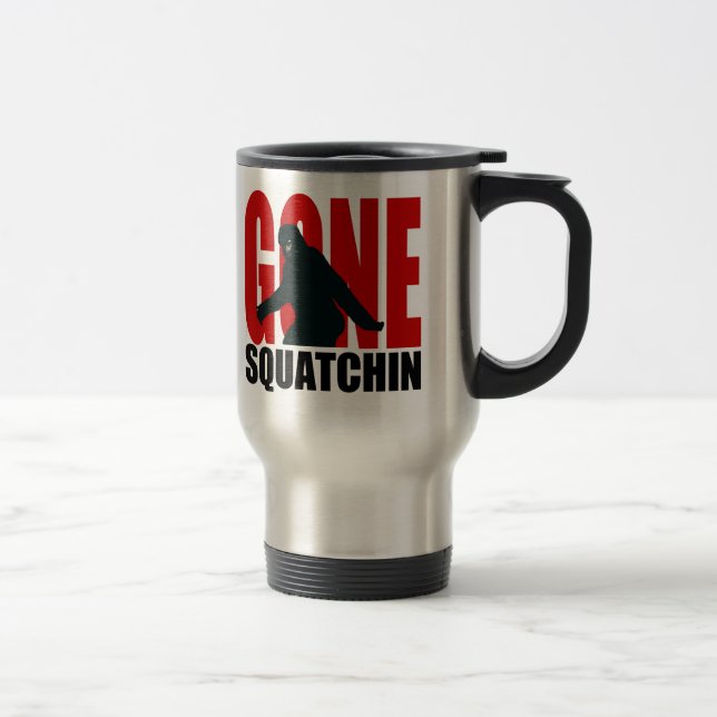 Gone Squatchin (Red & Black) Travel Mug (Right)