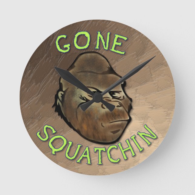 Gone Squatchin Round Clock (Front)