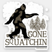 Gone Squatchin Sasquatch Contour Cut Sticker (Front)