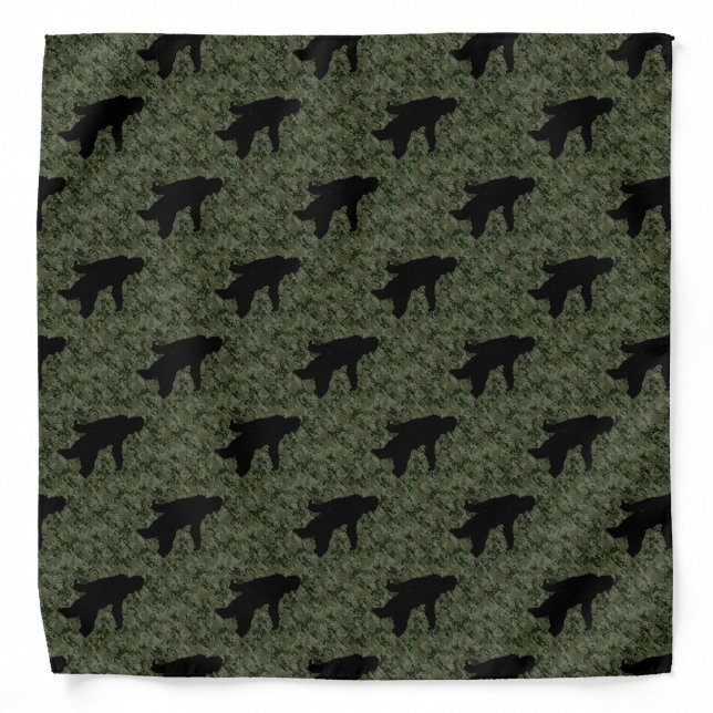 Gone Squatchin Silhouette on Digital Camouflage Bandana (Front)