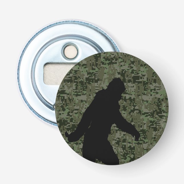 Gone Squatchin Silhouette on Digital Camouflage Bottle Opener (Front)