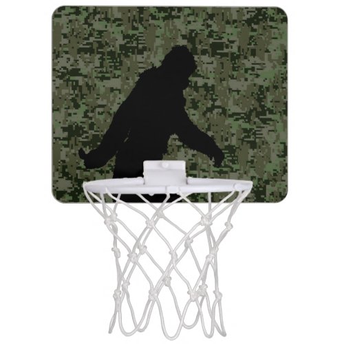 Gone Squatchin Silhouette on Digital Camouflage Mini Basketball Hoop