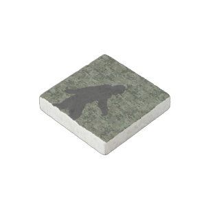 Gone Squatchin Silhouette on Digital Camouflage Stone Magnet