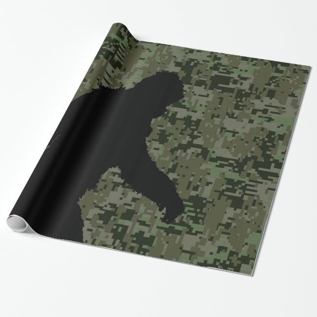 Gone Squatchin Silhouette on Digital Camouflage Wrapping Paper (Unrolled)