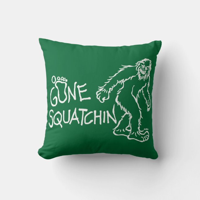 Gone Squatchin Throw Pillow (Front)