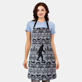 Gone Squatchin Ugly Christmas Sweater Style Apron