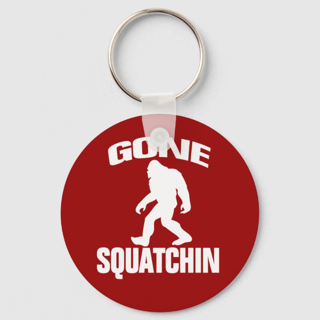 Gone Squatchin - White and Red Keychain (Front)