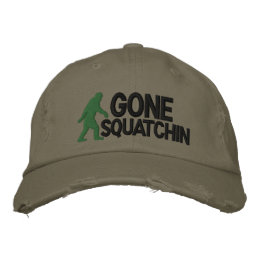 Gone Squatchin with  bigfoot logo Embroidered Baseball Hat