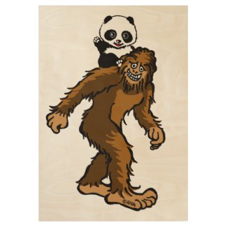 Gone Squatchin with Panda Wood Poster