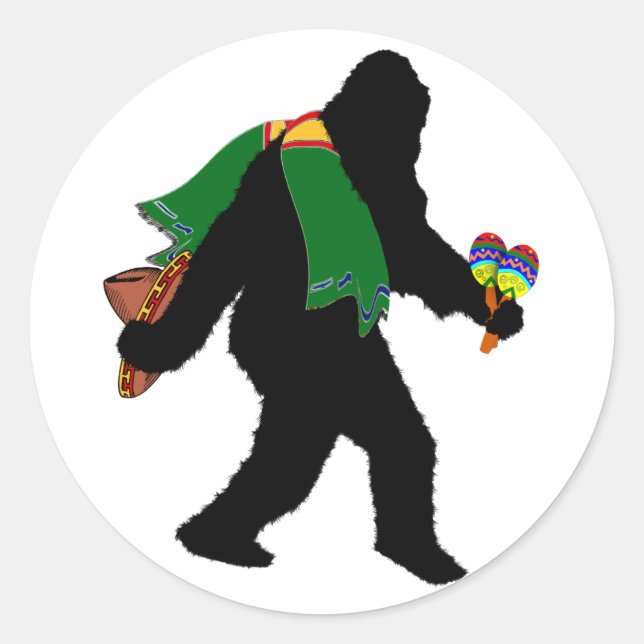 Gone  Squatchin' With Serape Classic Round Sticker (Front)