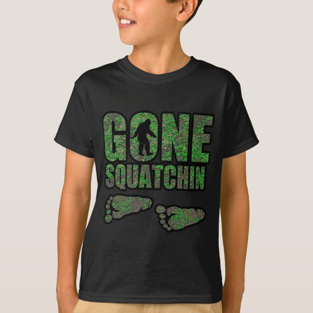 Gone Squatchin woodlands T-Shirt (Front)