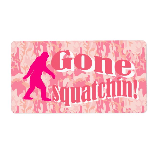 Gone Squatching on pink camouflage Label (Front)
