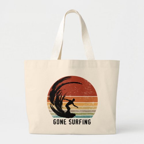 Gone Surfing Sunset Silhouette Tote Bag