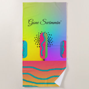 Gone Swimming' Rainbow Geo Mix Beach Towel