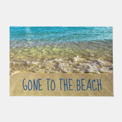 Gone to the Beach with Turqoise Water and Sand Doormat