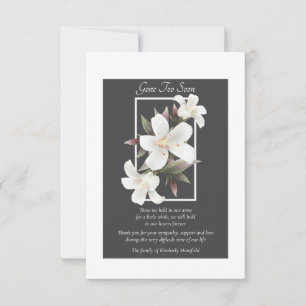 Gone Too Soon Sympathy Thank You Card