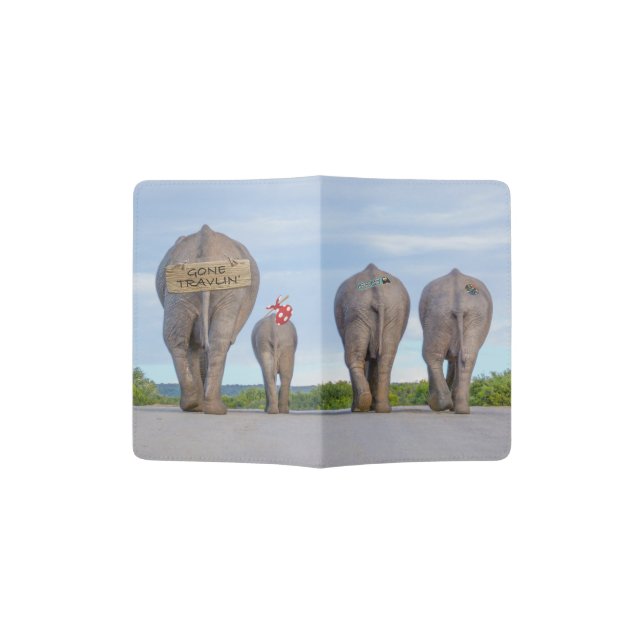 Gone traveling Elephants Passport Holder (Opened)