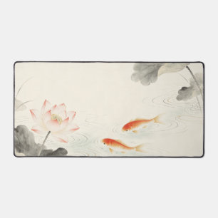Gongbi Lotus Koi Oriental Minimal Large Desk Mat