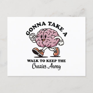 Gonna take a walk to keep crazies away holiday postcard