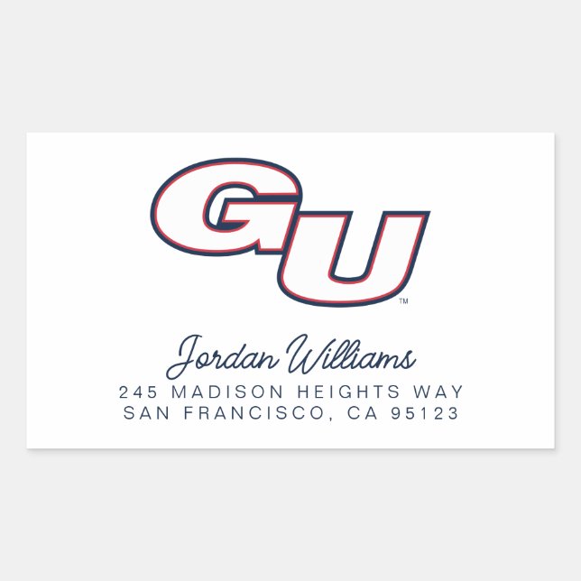Gonzaga University GU Logo Rectangular Sticker (Front)