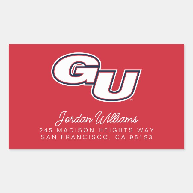 Gonzaga University GU Logo Rectangular Sticker (Front)