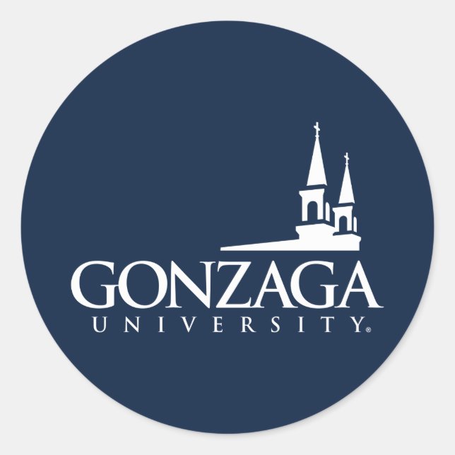 Gonzaga University Logo with Church Steeples Classic Round Sticker (Front)