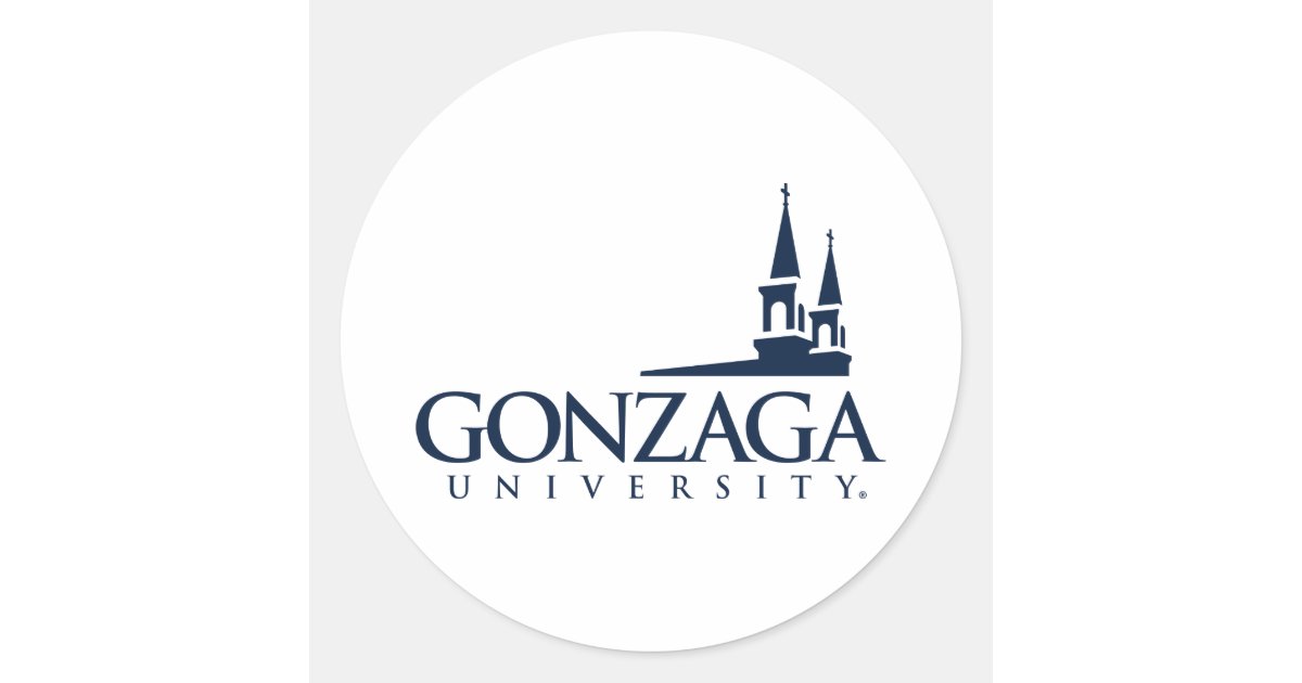 Gonzaga University Logo with Church Steeples Classic Round Sticker Zazzle