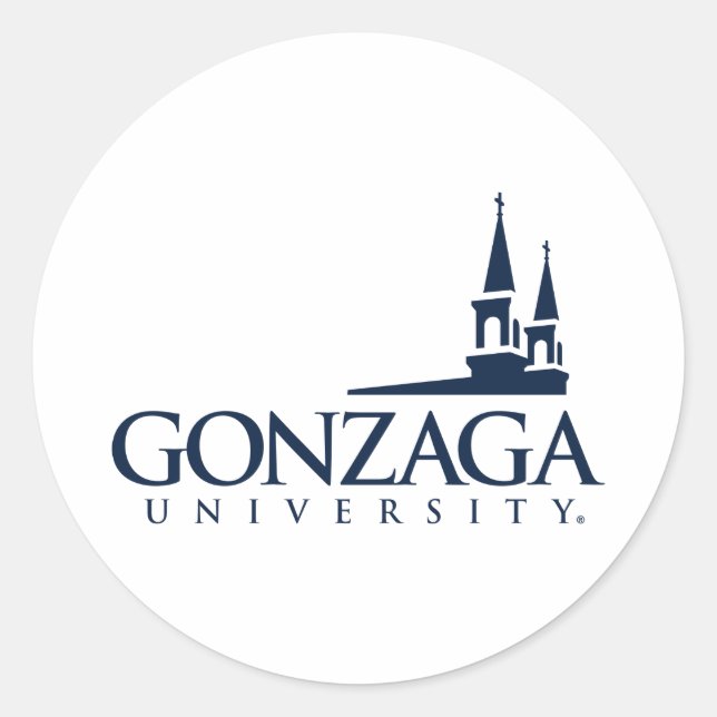 Gonzaga University Logo with Church Steeples Classic Round Sticker (Front)