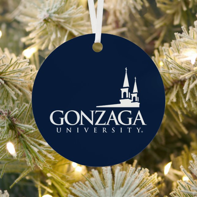 Gonzaga University Logo with Church Steeples Metal Ornament (Insitu)