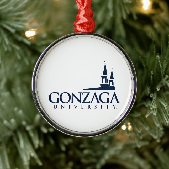 Gonzaga University Logo with Church Steeples Metal Ornament (Tree)