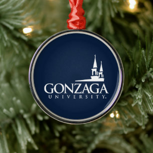 Gonzaga University Logo with Church Steeples Metal Ornament